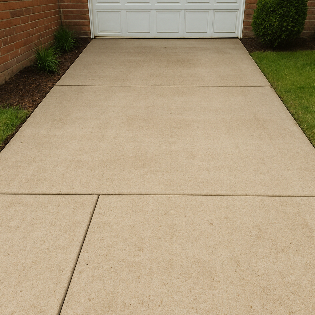 Clean driveway after professional pressure washing Triangle area NC